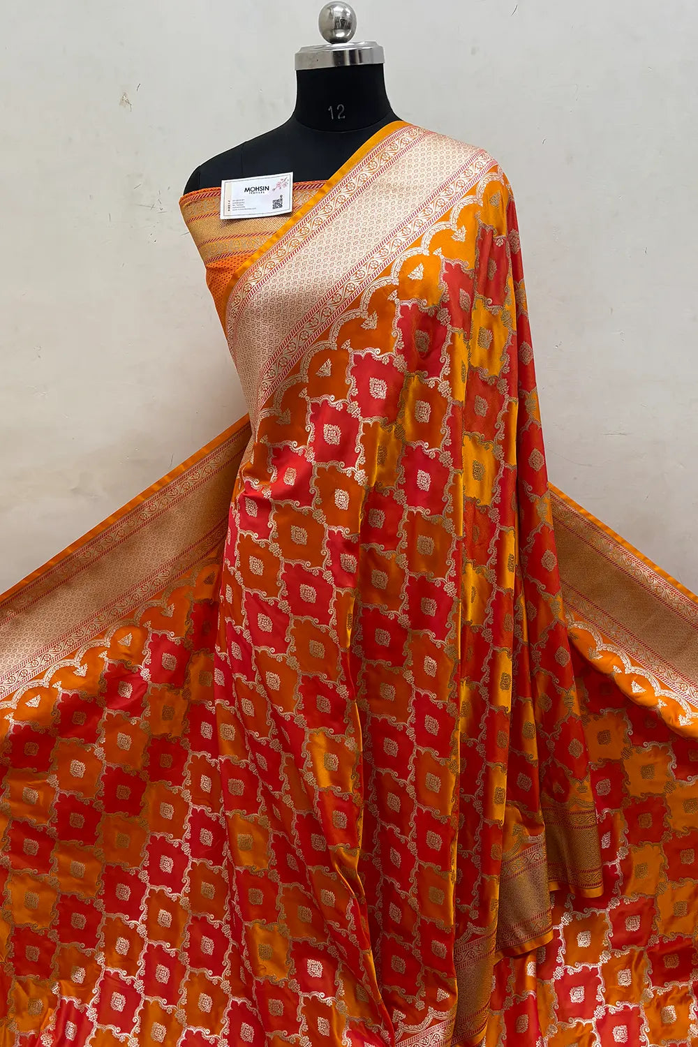 Mustard Rangkaat Zari Katan Mashru Silk Banarasi Saree