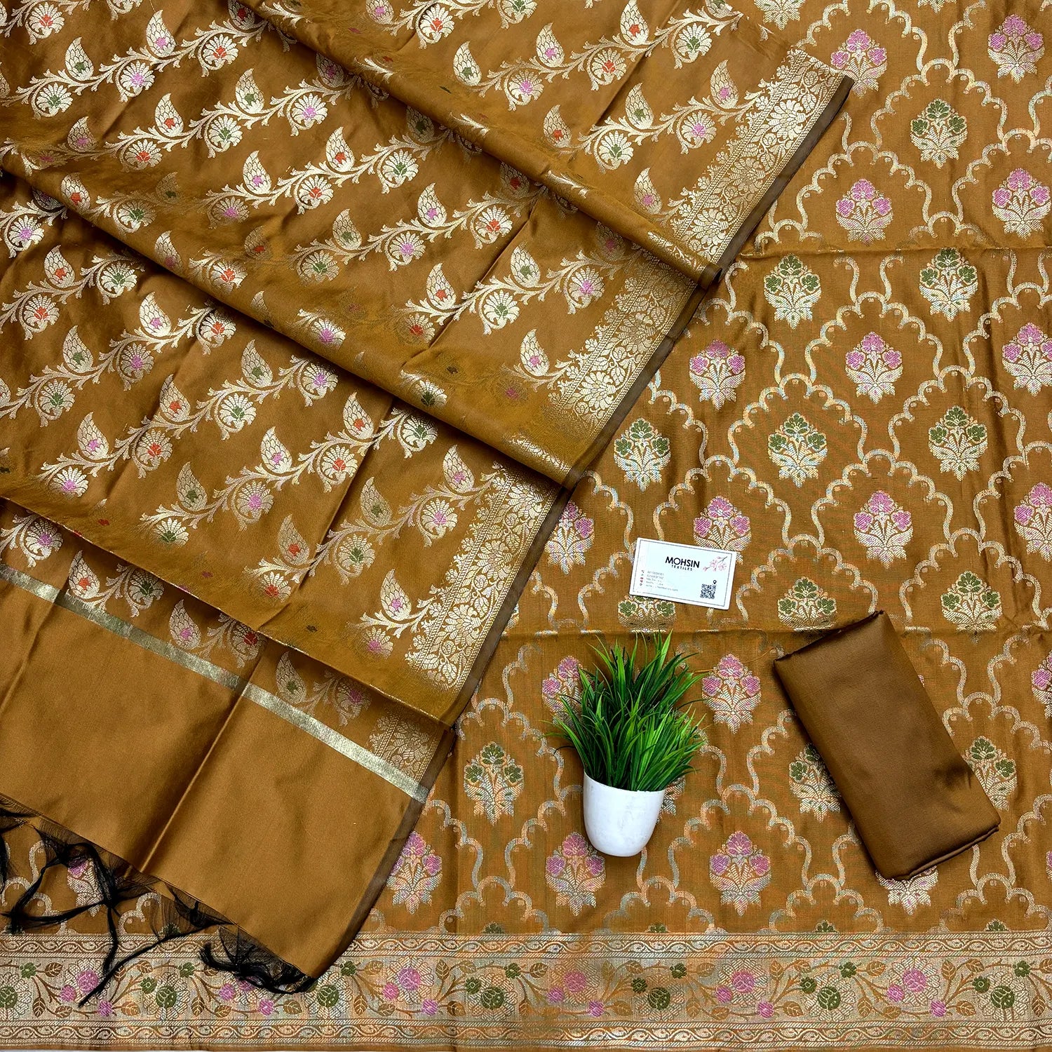 Mustard Semi Katan Silk Banarasi Silk Suit