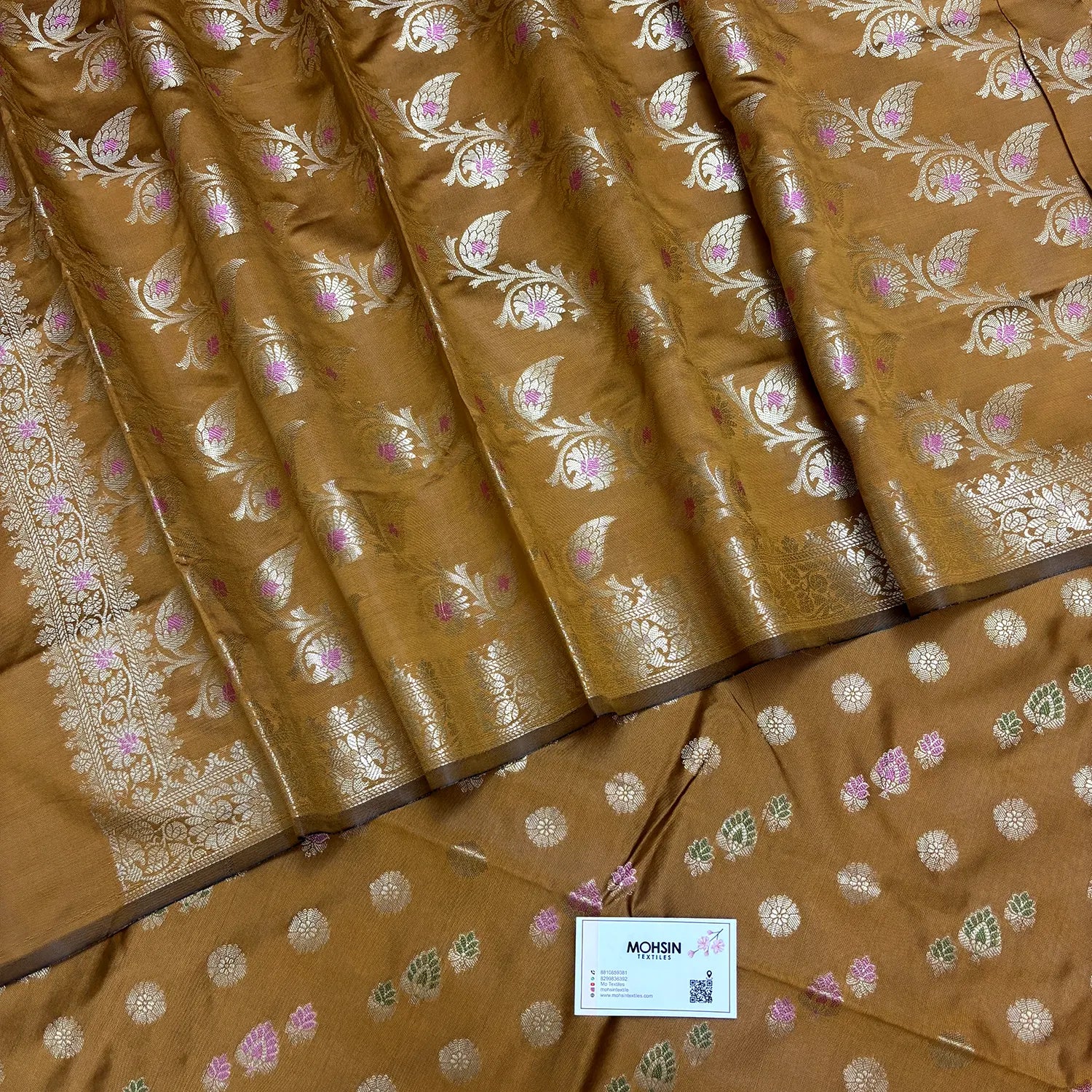 Mustard Semi Katan Silk Banarasi Suit
