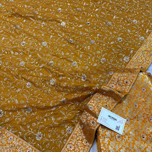 Mustard Stone Work Kimkhab Silk Banarasi Gharara