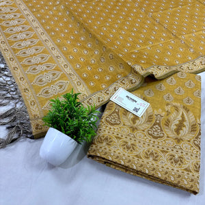 Mustard Surahi Buti Cotton Silk Banarasi Suit