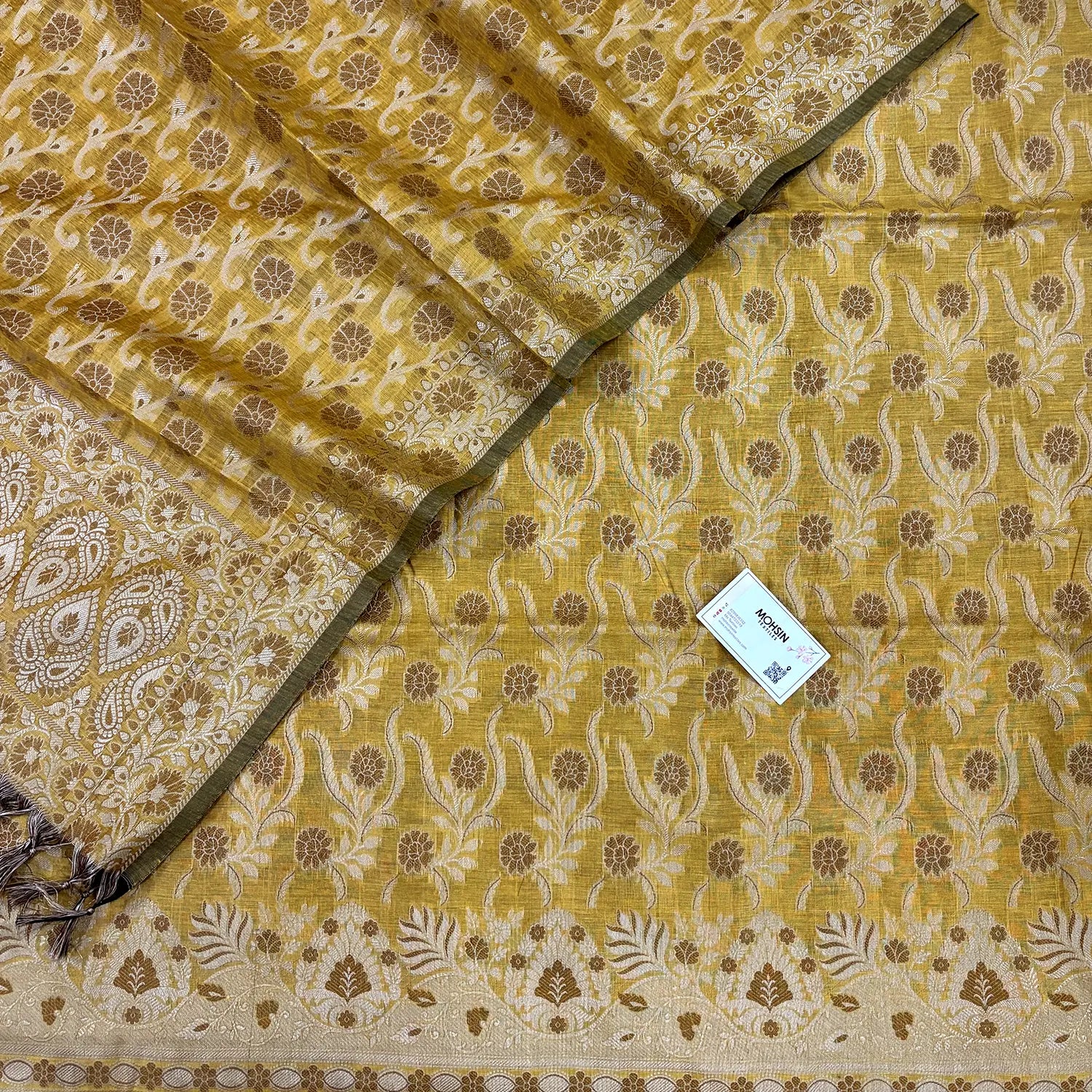 Mustard Yoga Jaal Cotton Silk Banarasi Suit