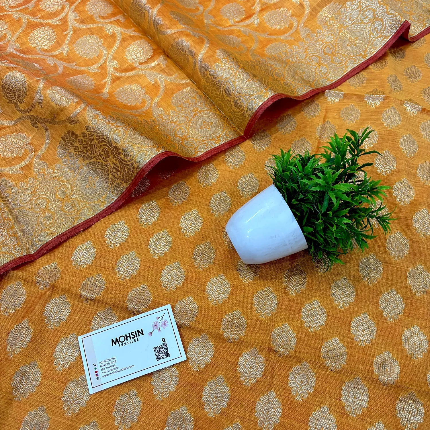 Mustard Persian Buti Banarasi Silk Suit