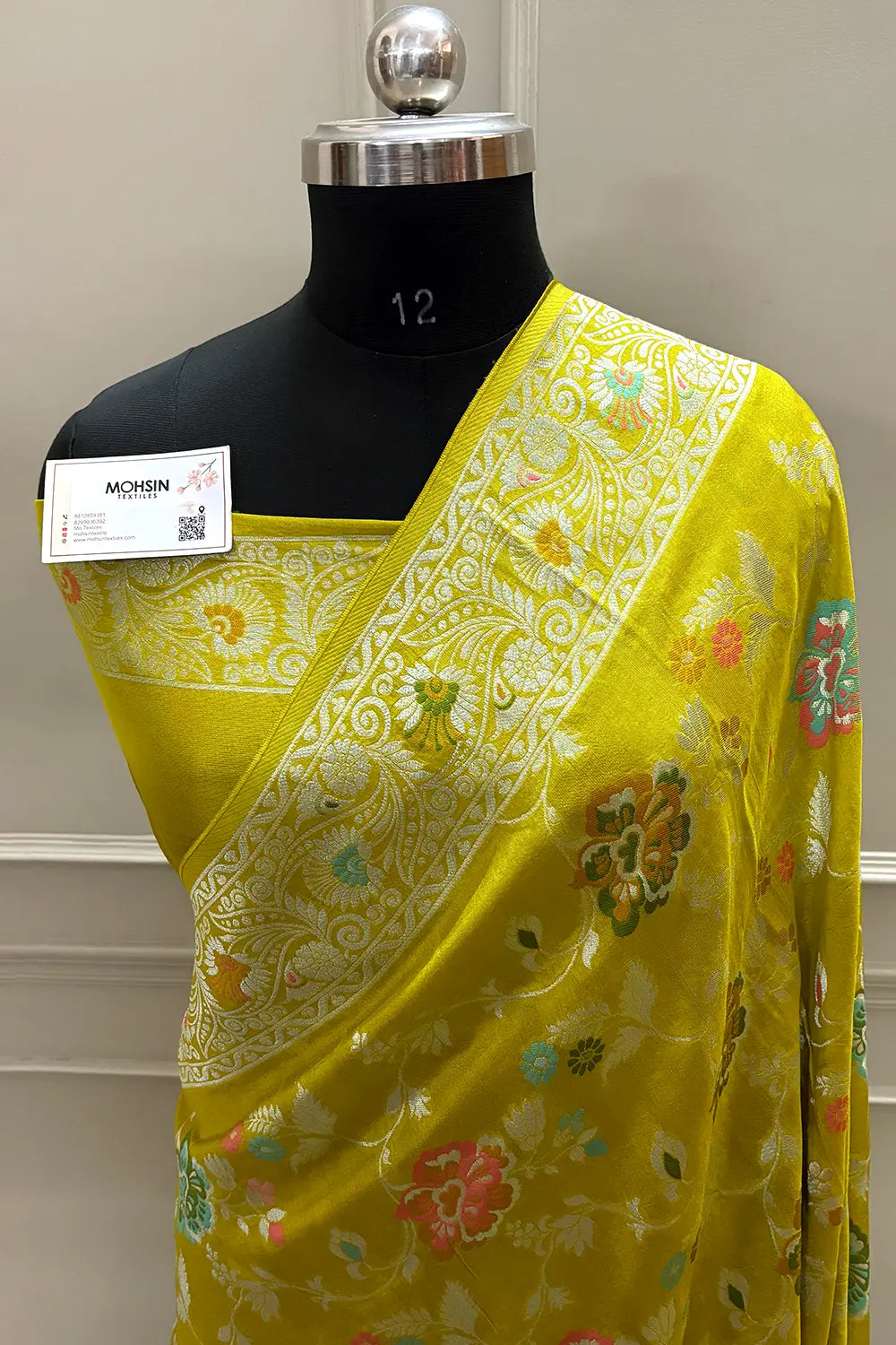 Mustard Zari Tussar Georgette Silk Banarasi Saree