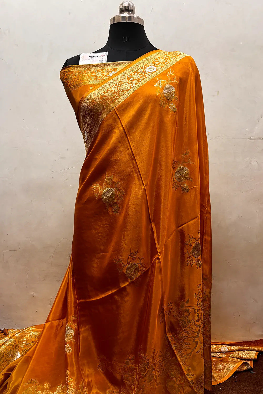 Mustard Zari Viscose Georgette Silk Banarasi Saree