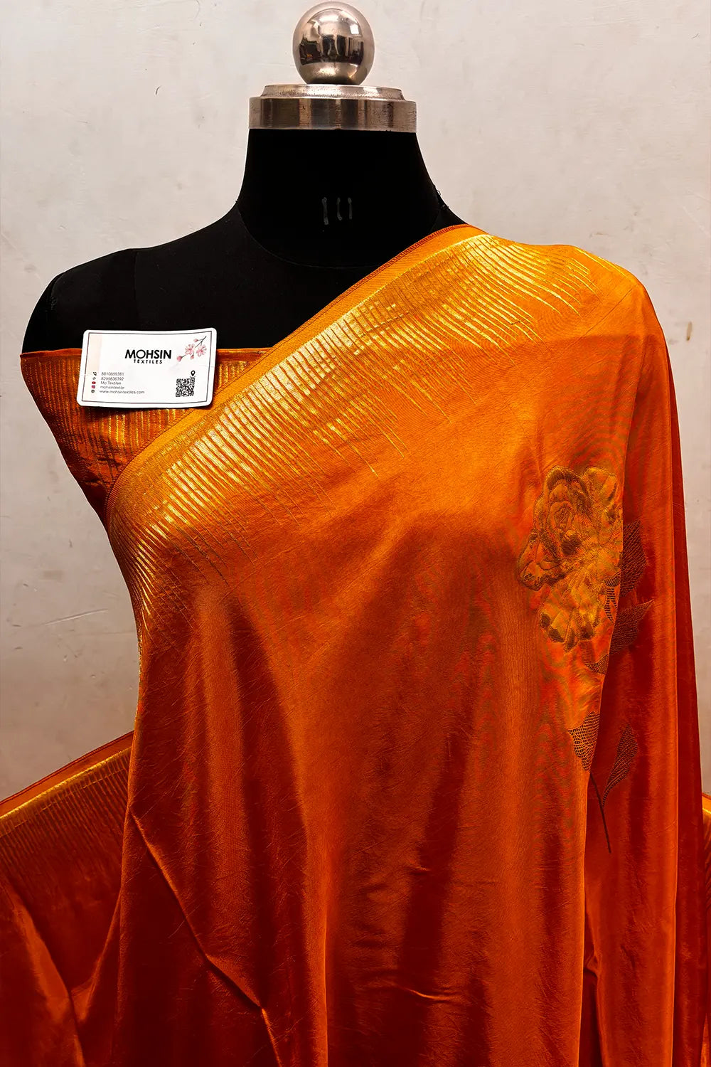 Mustard Zari Viscose Georgette Silk Banarasi Saree