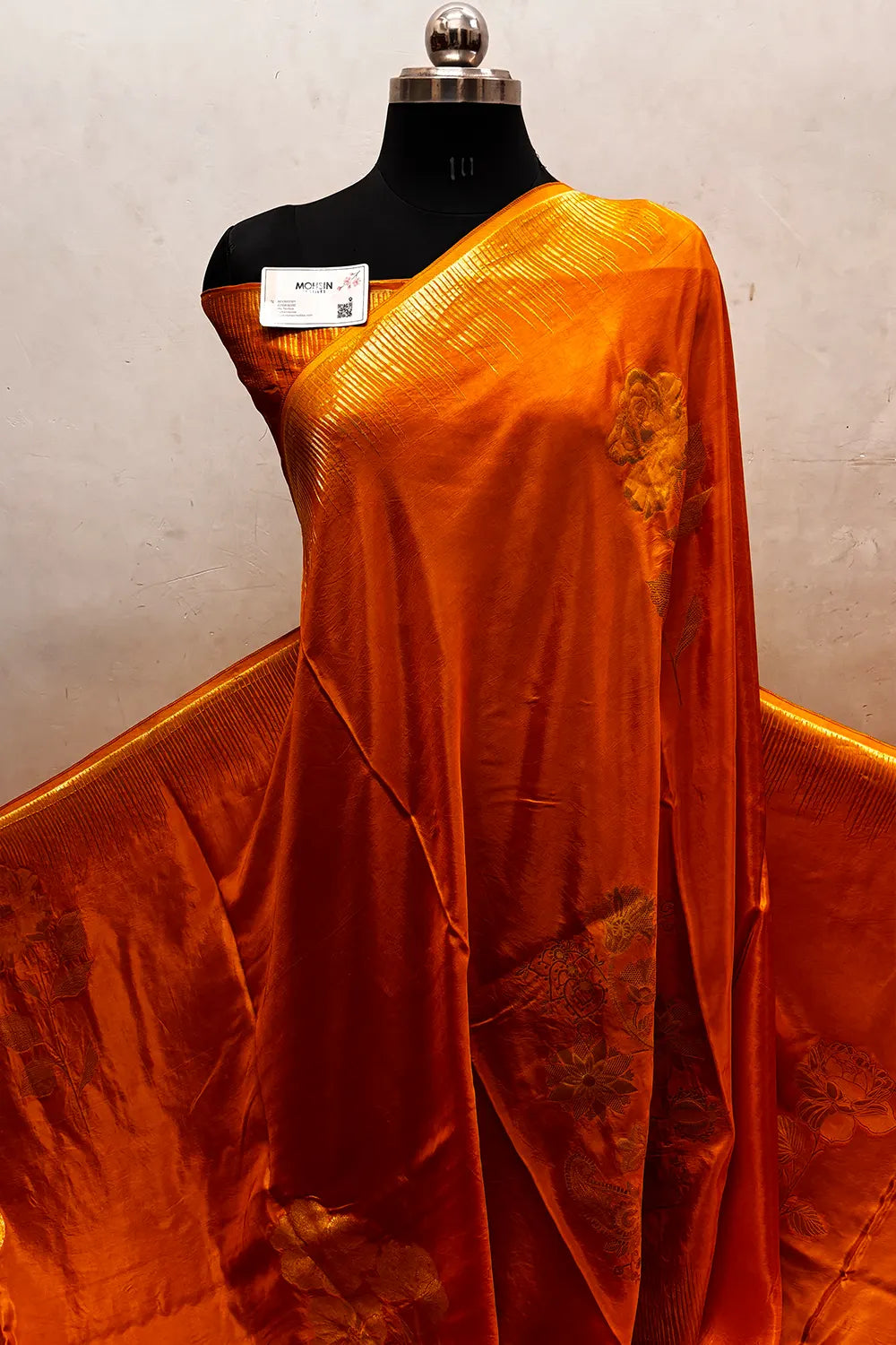 Mustard Zari Viscose Georgette Silk Banarasi Saree