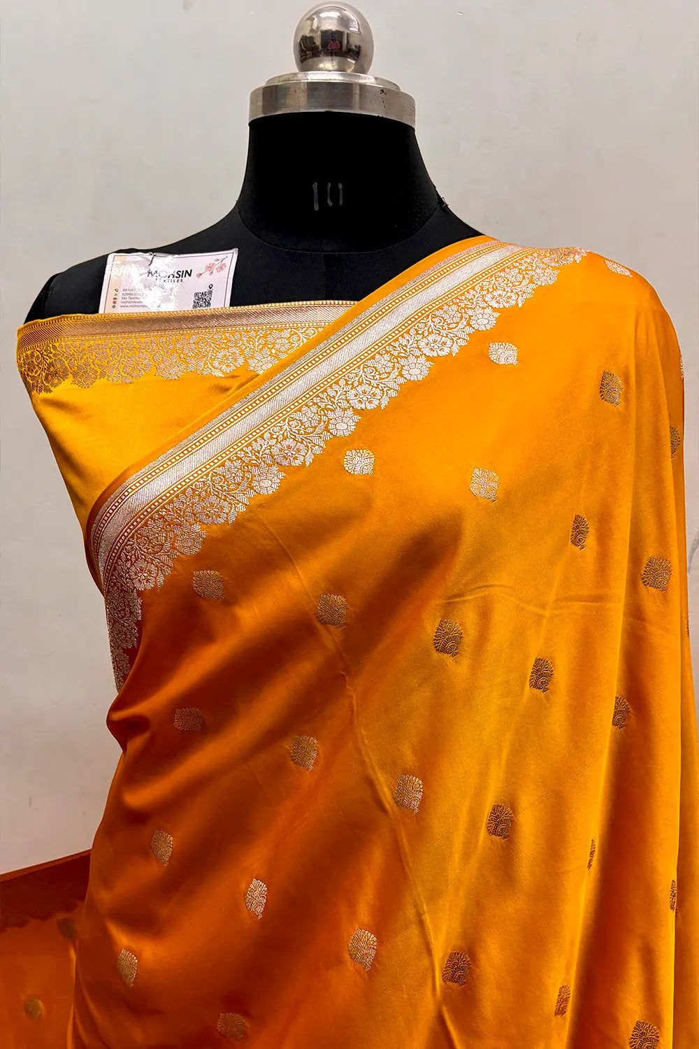 Mustard Zari Katan Mashru Silk Banarasi Saree