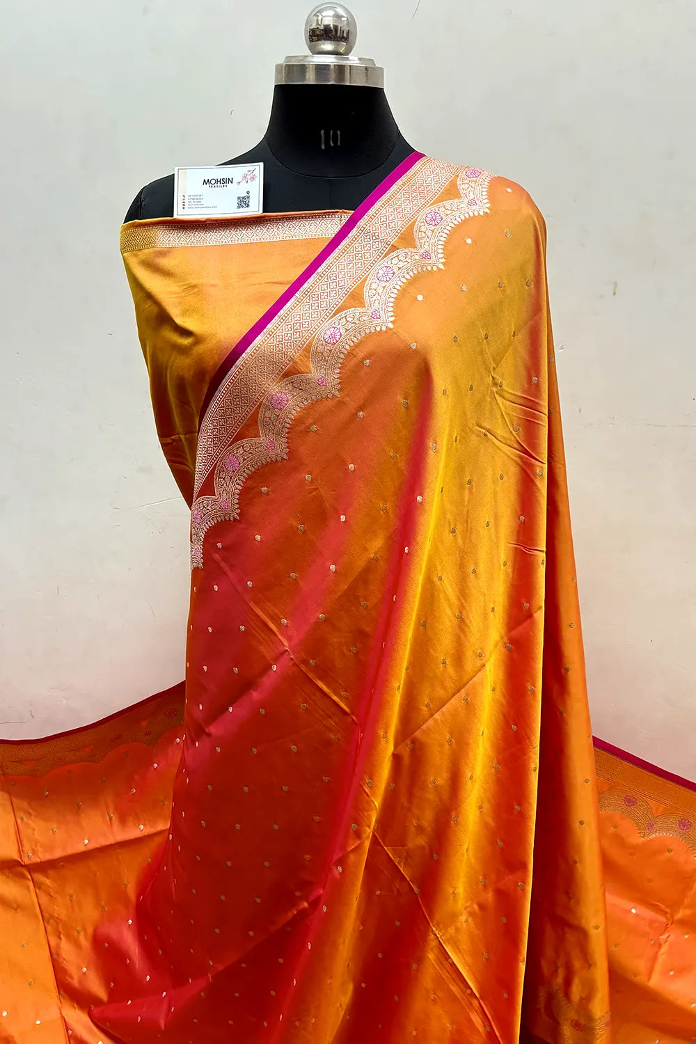 Mustard Zari Katan Mashru Silk Banarasi Saree