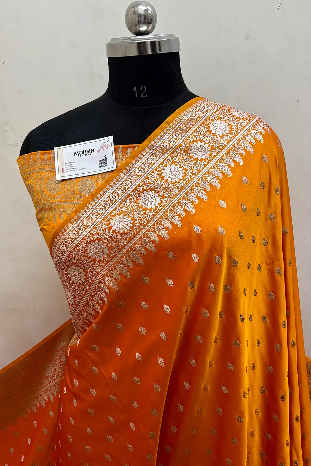 Mustard Zari Katan Mashru Silk Banarasi Saree