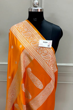 Mustard Zari Katan Silk Banarasi Saree