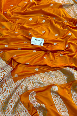 Mustard Zari Katan Silk Banarasi Saree