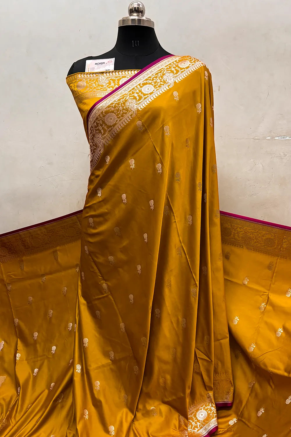 Mustard Zari Katan Silk Banarasi Saree