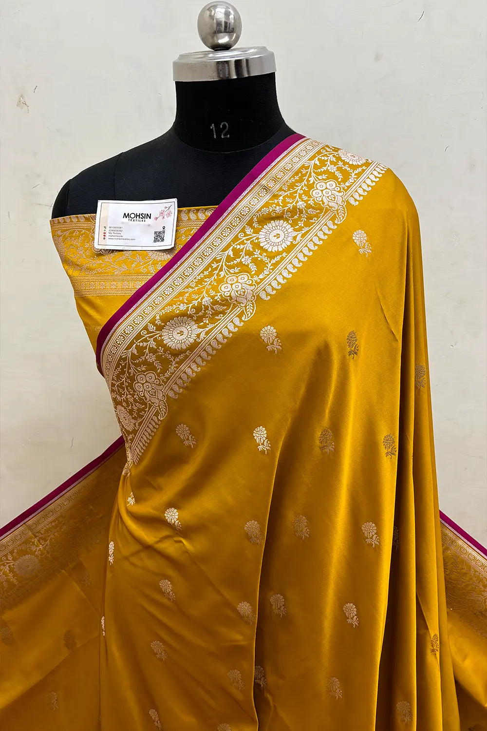 Mustard Zari Katan Silk Banarasi Saree
