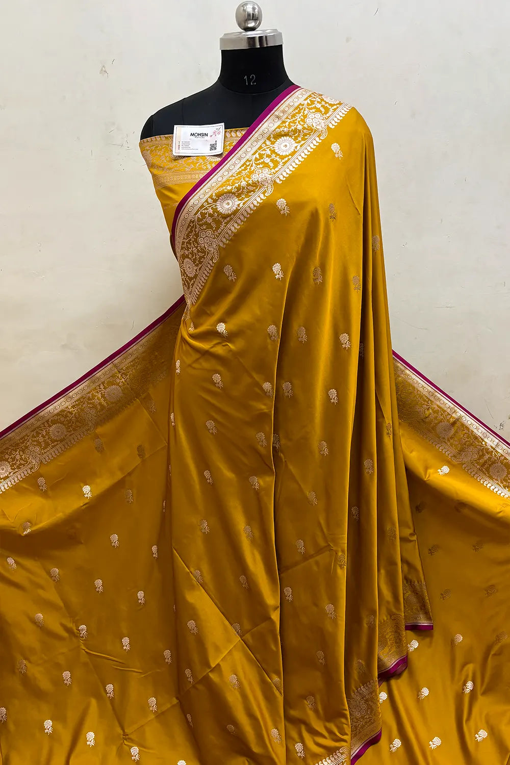 Mustard Zari Katan Silk Banarasi Saree