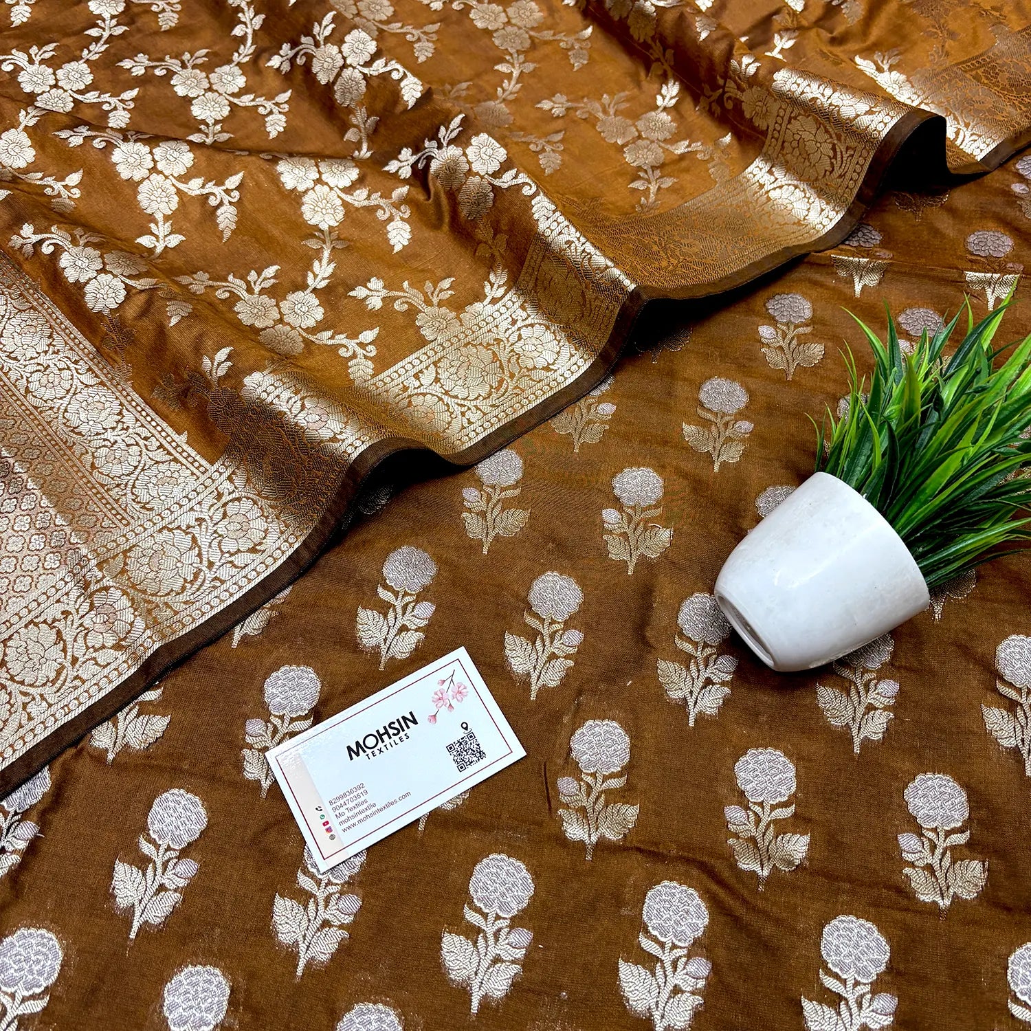 Mustard Zari Katan Silk Banarasi Suit