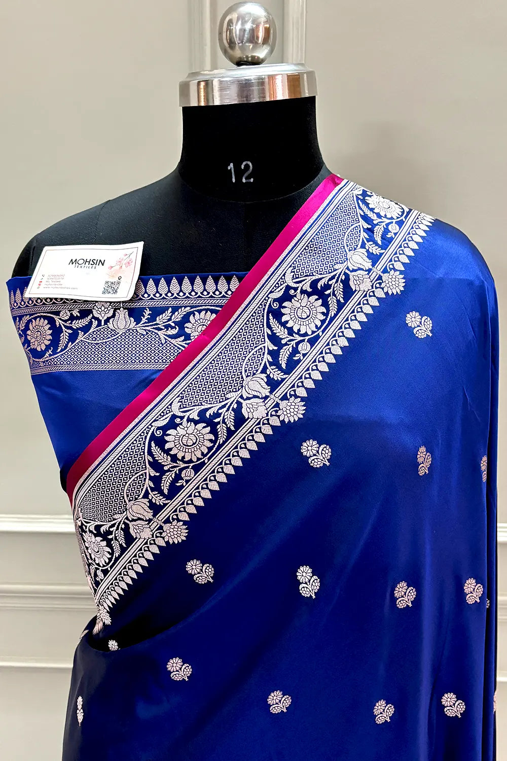 Navy Blue Babri Buti Katan Silk Banarasi Saree