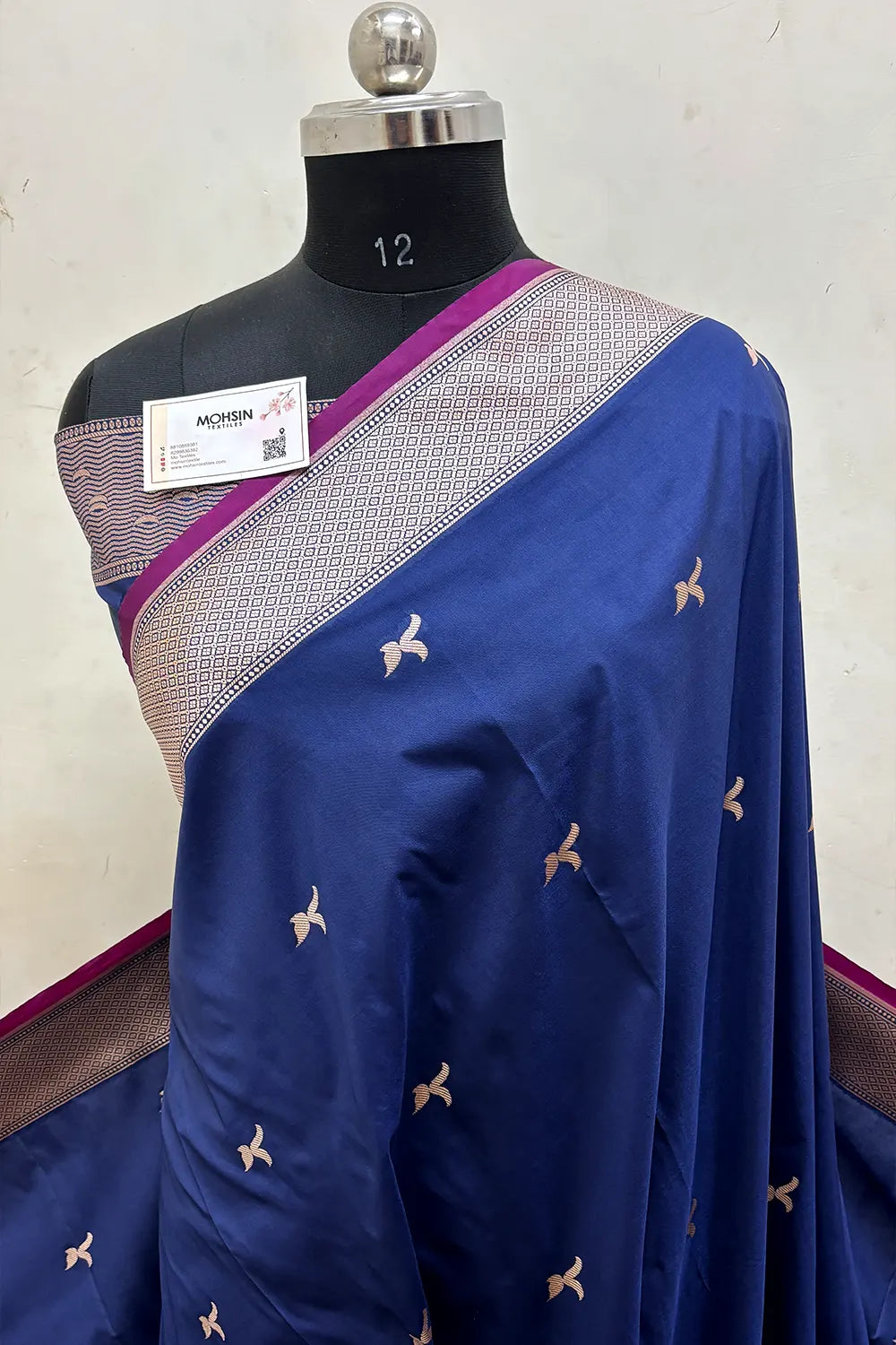 Navy Blue Ghat Katan Silk Banarasi Saree