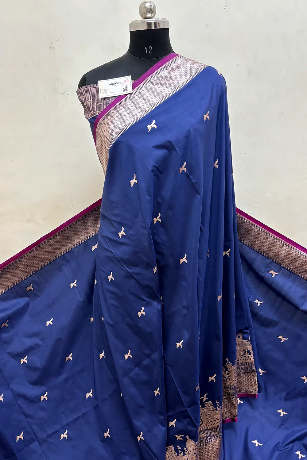 Navy Blue Ghat Katan Silk Banarasi Saree