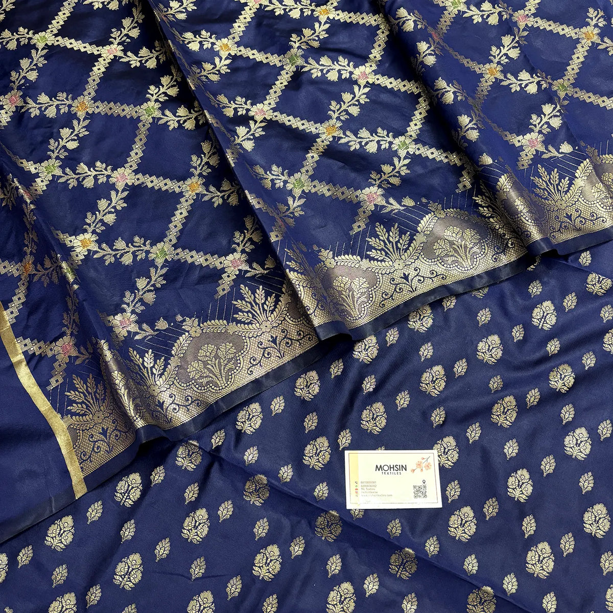 Navy Blue Nai Basti Banarasi Silk Suit