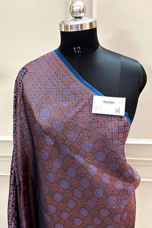 Navy Blue Pashmina Banarasi Silk Saree