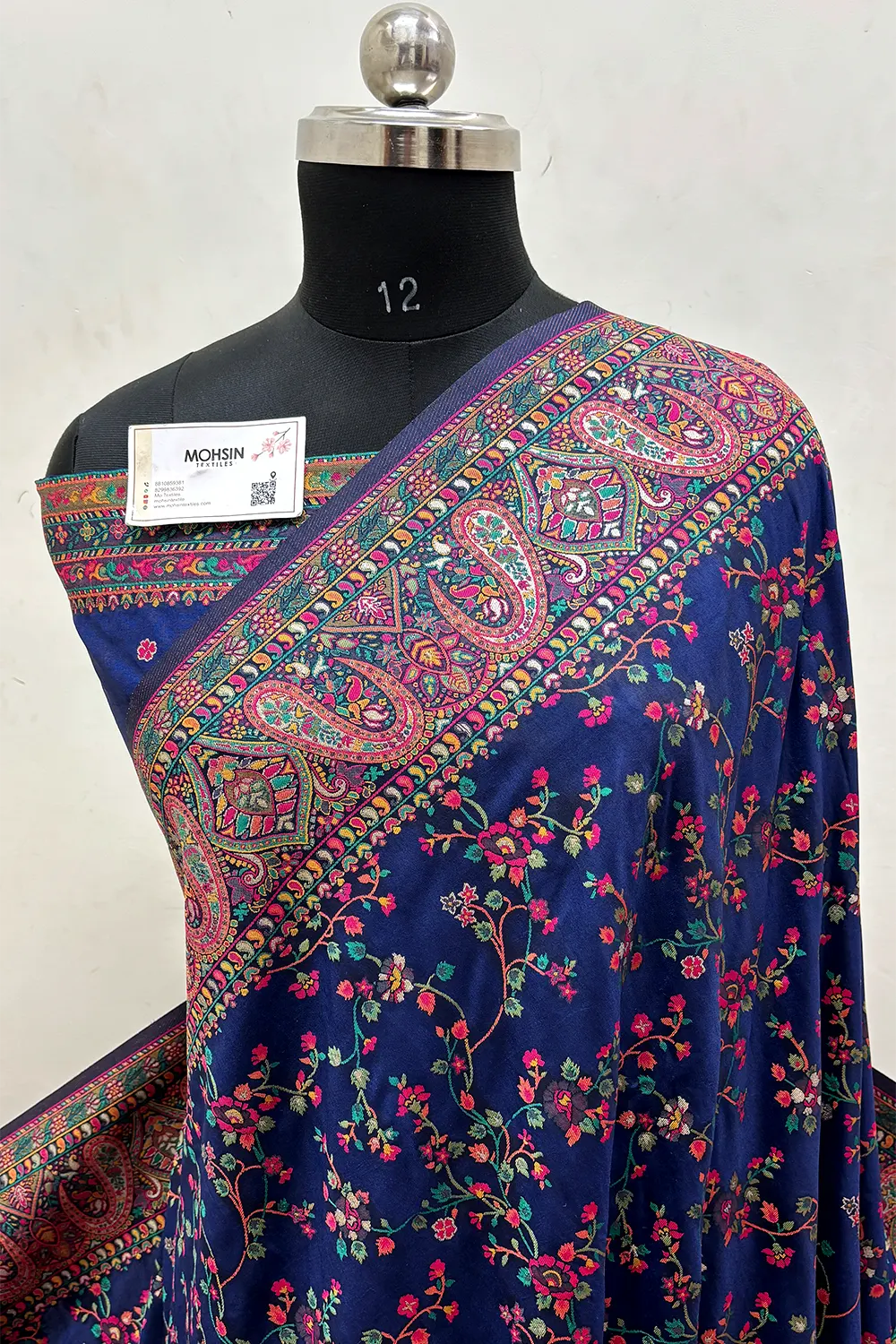 Navy Blue Pashmina Silk Banarasi Saree