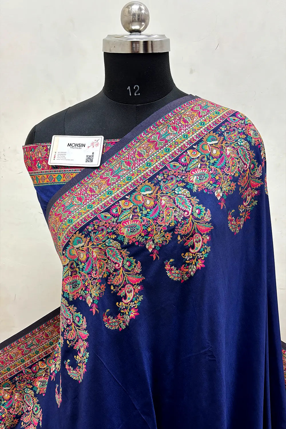 Navy Blue Pashmina Silk Banarasi Saree