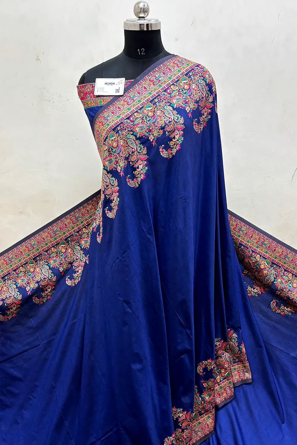 Navy Blue Pashmina Silk Banarasi Saree