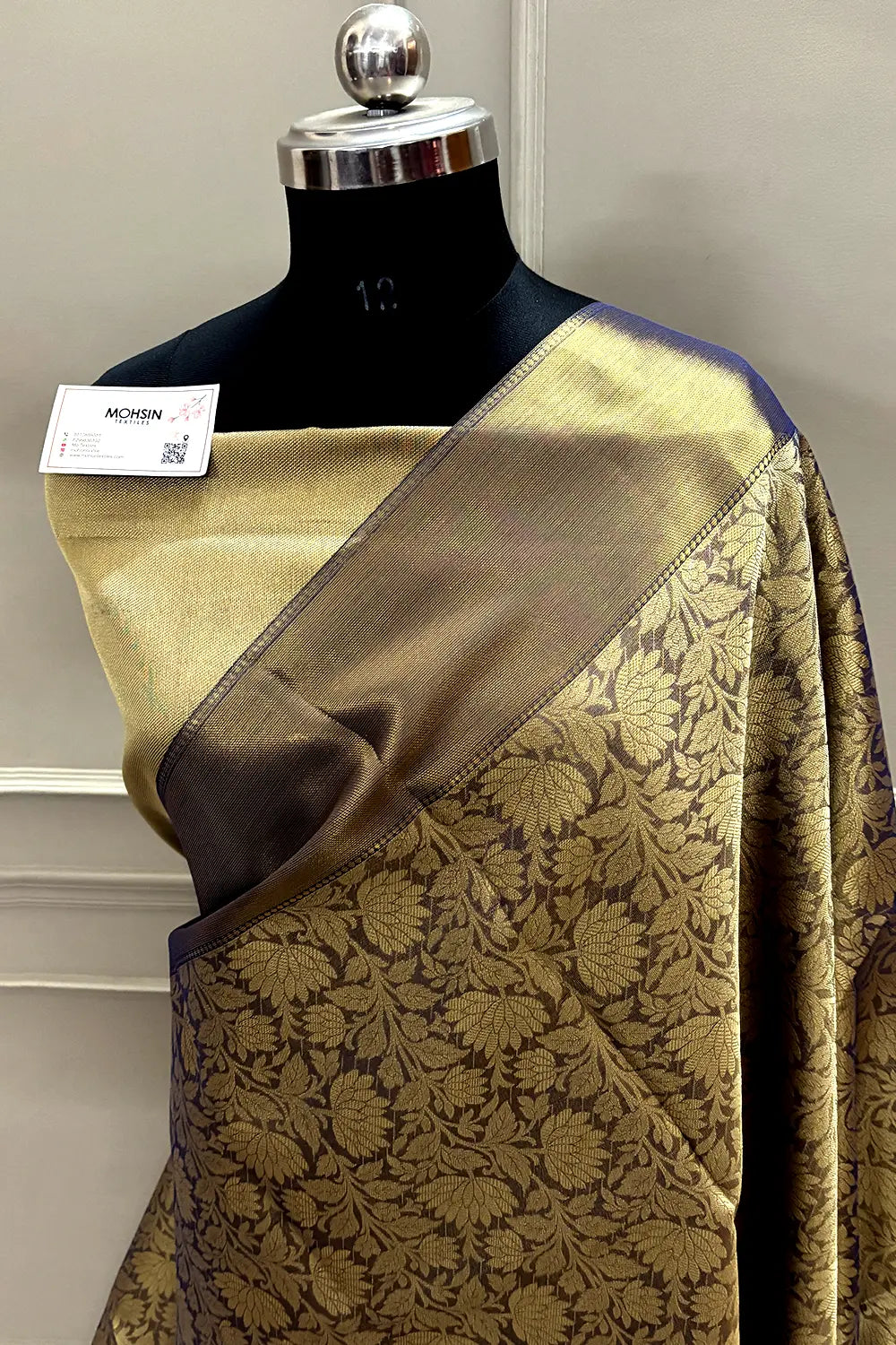 Navy Blue Tissue Silk Banarasi Saree