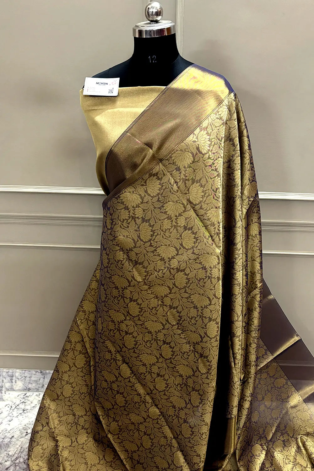 Navy Blue Tissue Silk Banarasi Saree