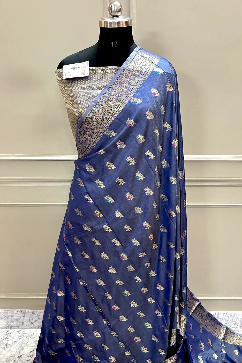 Navy Blue Zari Banarasi Silk Saree