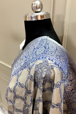 Navy Blue Zari Banarasi Silk Saree