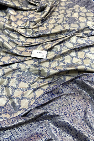 Navy Blue Zari Banarasi Silk Saree