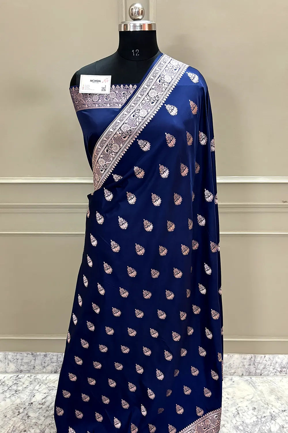 Navy Blue Zari Katan Silk Banarasi Saree