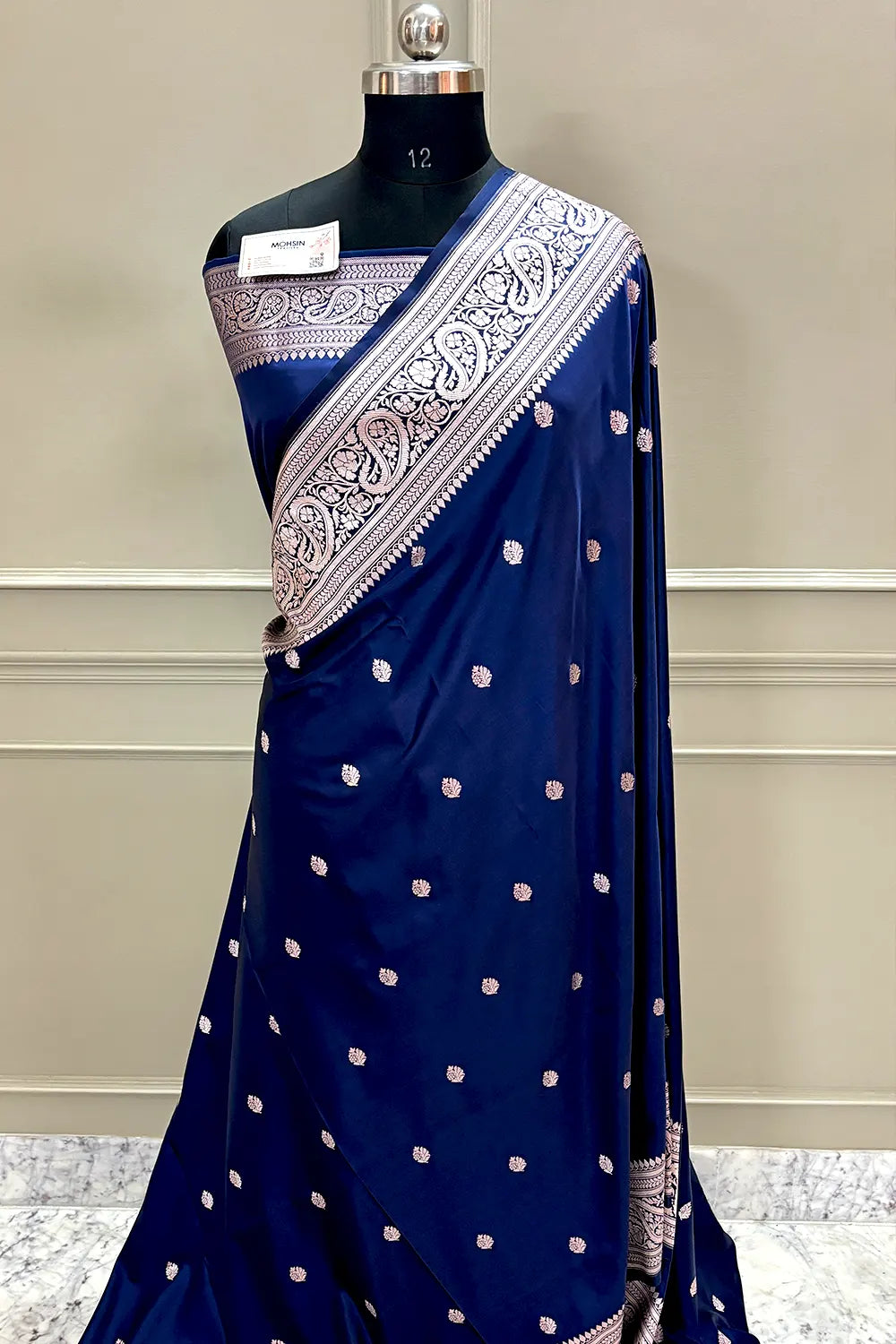 Navy Blue Zari Katan Silk Banarasi Saree
