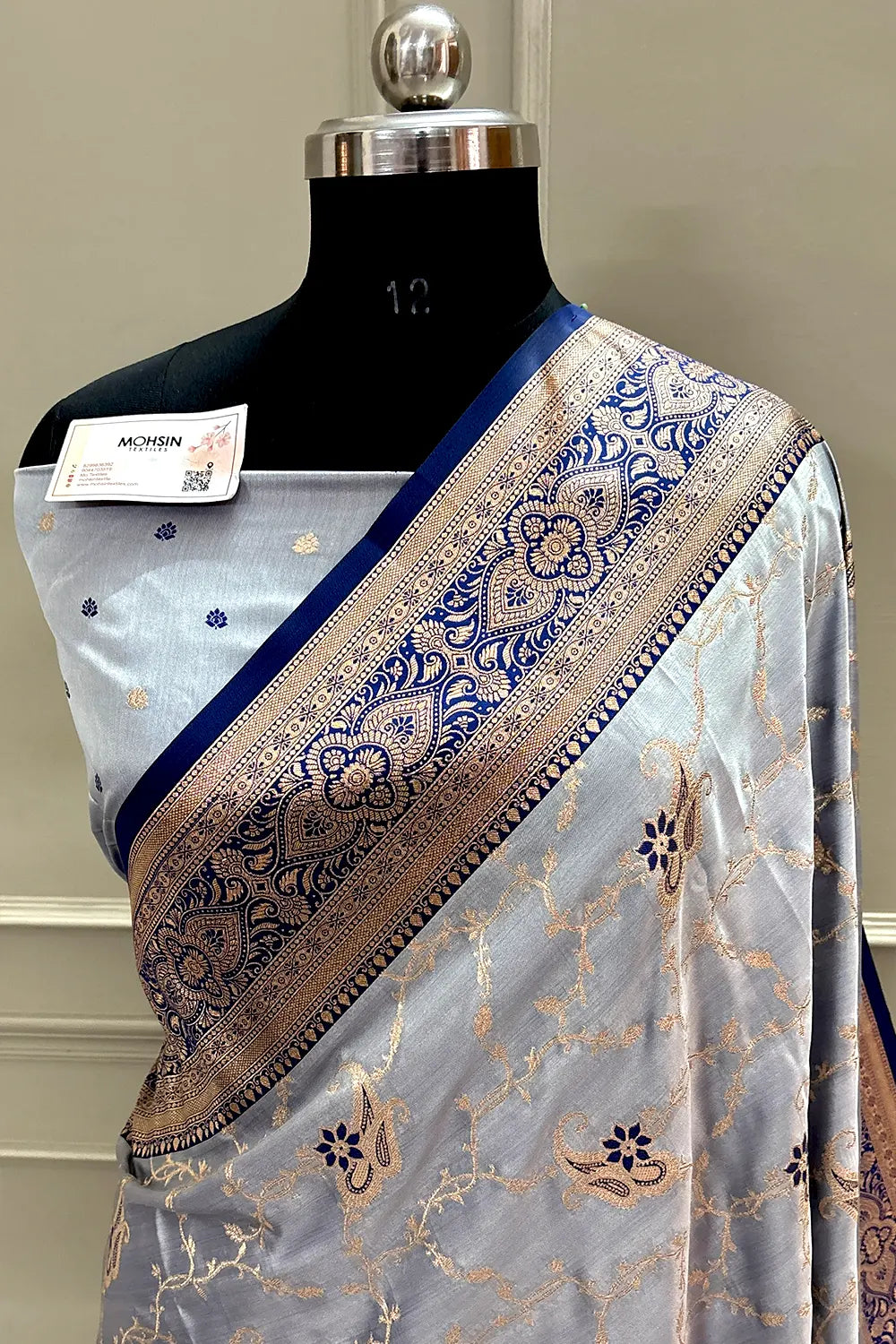 Navy Blue Zari Katan Silk Banarasi Saree