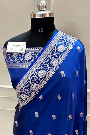 Navy Blue Zari Katan Silk Banarasi Saree