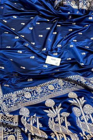 Navy Blue Zari Katan Silk Banarasi Saree