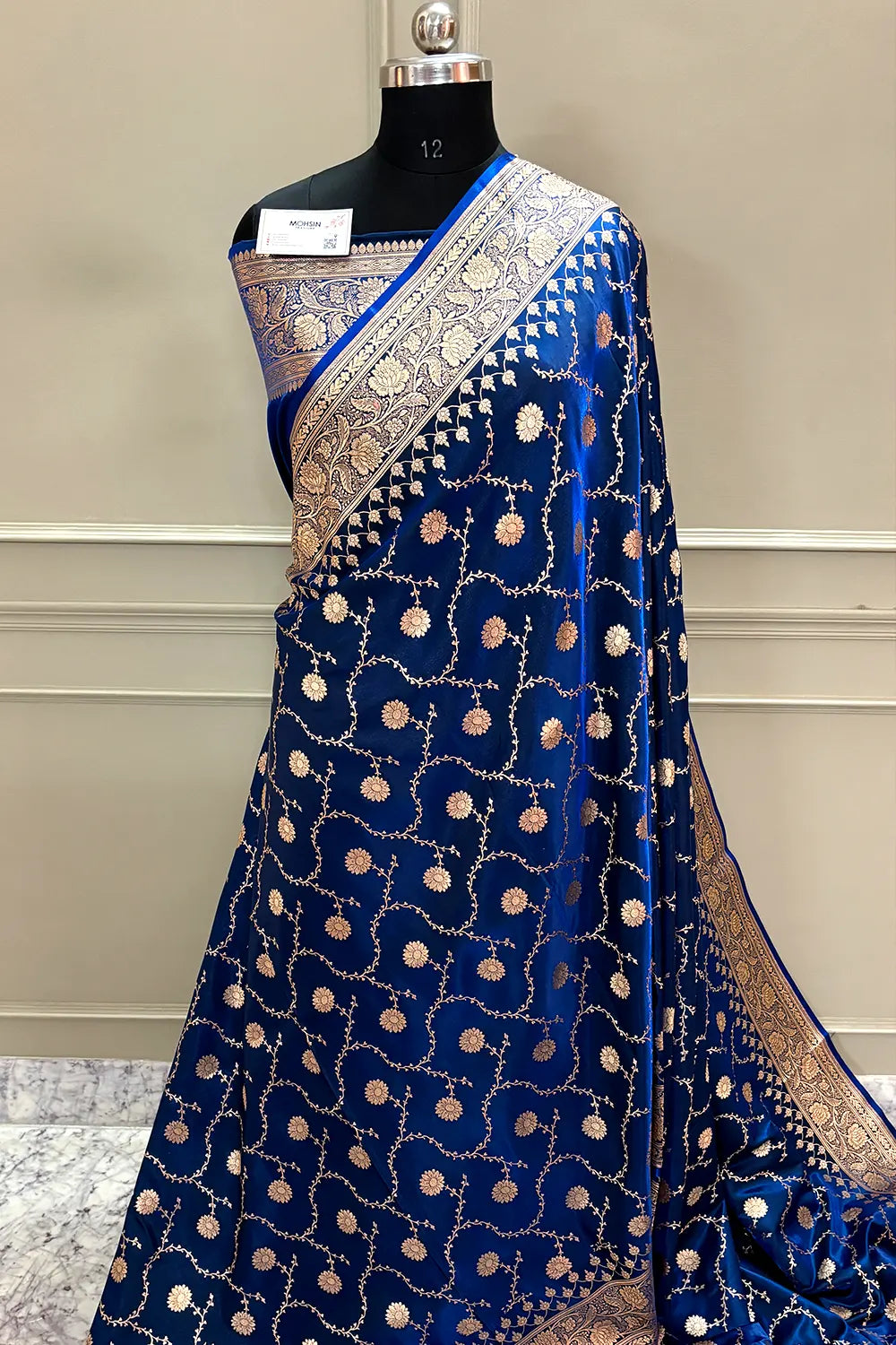 Navy Blue Zari Katan Silk Banarasi Saree