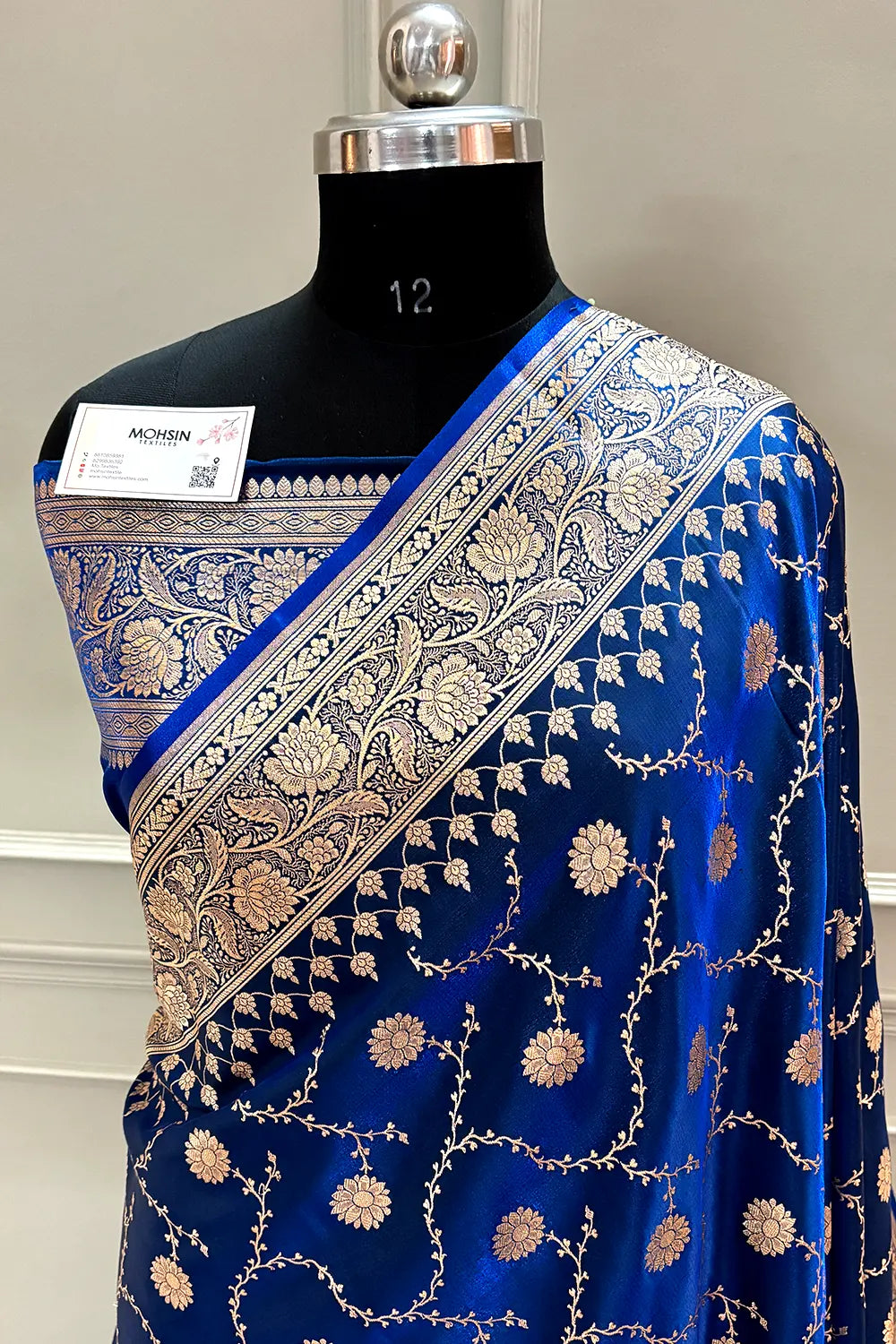 Navy Blue Zari Katan Silk Banarasi Saree