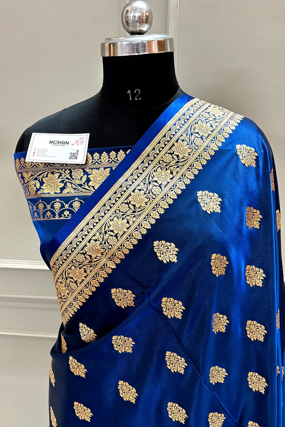 Navy Blue Zari Katan Silk Banarasi Saree