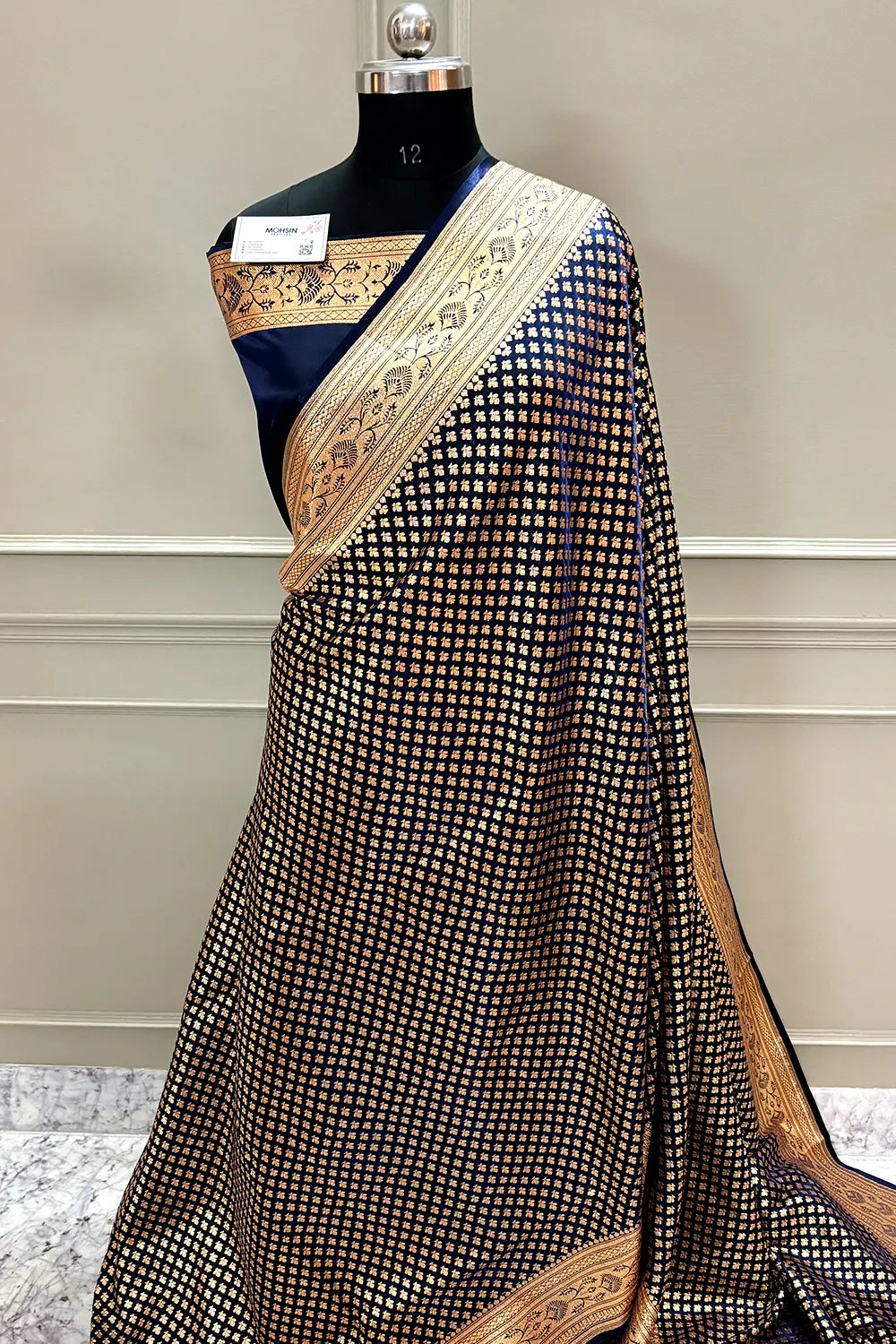 Navy Blue Zari Katan Silk Banarasi Saree