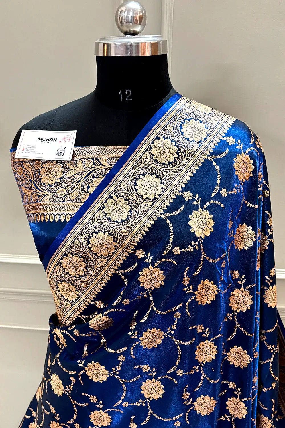 Navy Blue Zari Katan Silk Banarasi Saree