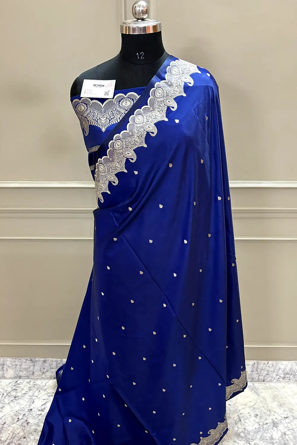 Navy Blue Zari Katan Silk Banarasi Saree