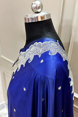 Navy Blue Zari Katan Silk Banarasi Saree