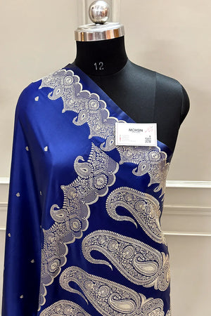 Navy Blue Zari Katan Silk Banarasi Saree