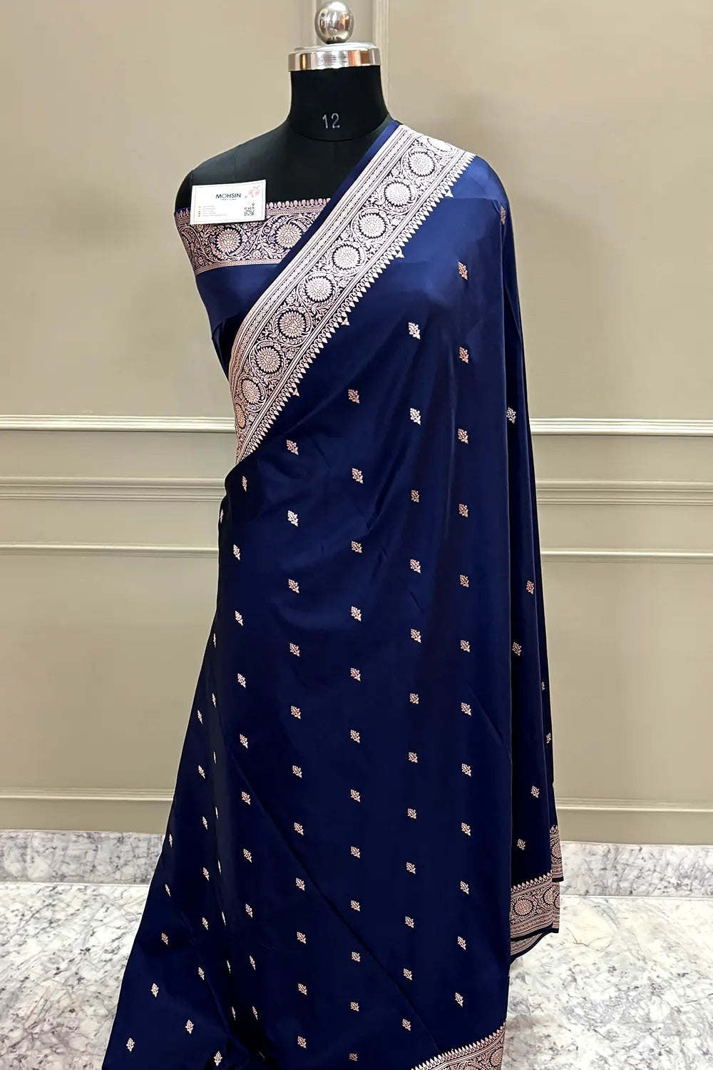 Navy Blue Zari Katan Silk Banarasi Saree