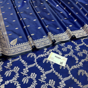 Navy Blue Zari Katan Silk Banarasi Suit