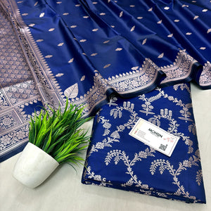 Navy Blue Zari Katan Silk Banarasi Suit