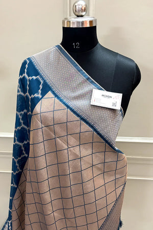 Navy Blue Zari Organza Silk Banarasi Saree